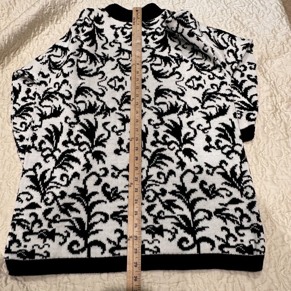 VTG 1980s Trimmings Sweater Women's Small Floral Multi Mock Neck Oversized EUC - Picture 10 of 12